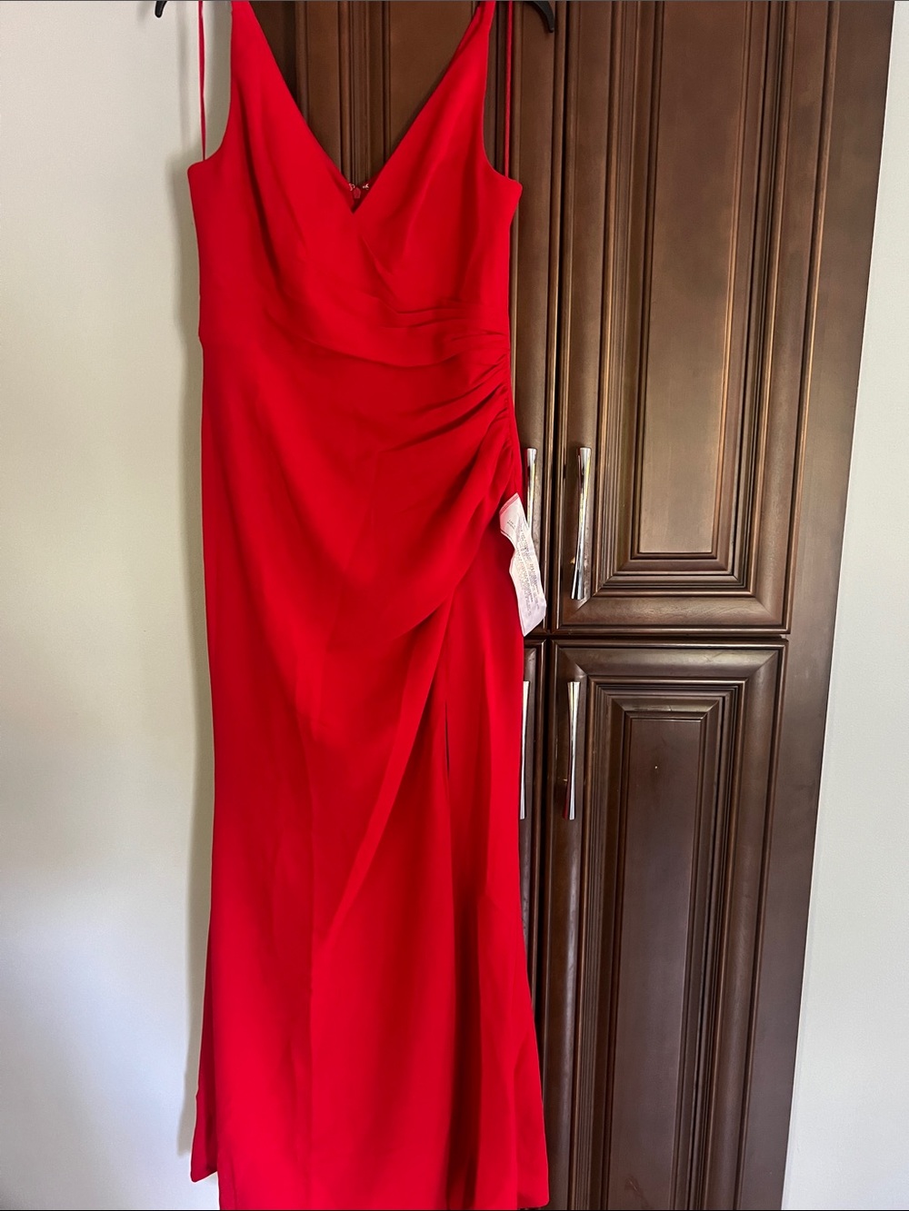 Dress the Population Red Sleeveless V-Neck Maxi Dress
